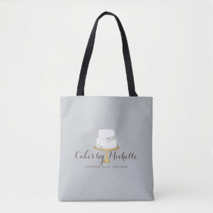 Bolso De Tela Elegante pastel blanco con panadería florística