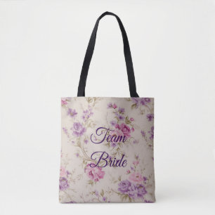 Bolso De Tela Elegante Pastel de flores rosadas y moradas de jar