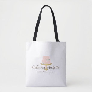 Bolso De Tela Elegante pastel rosa con panadería florística