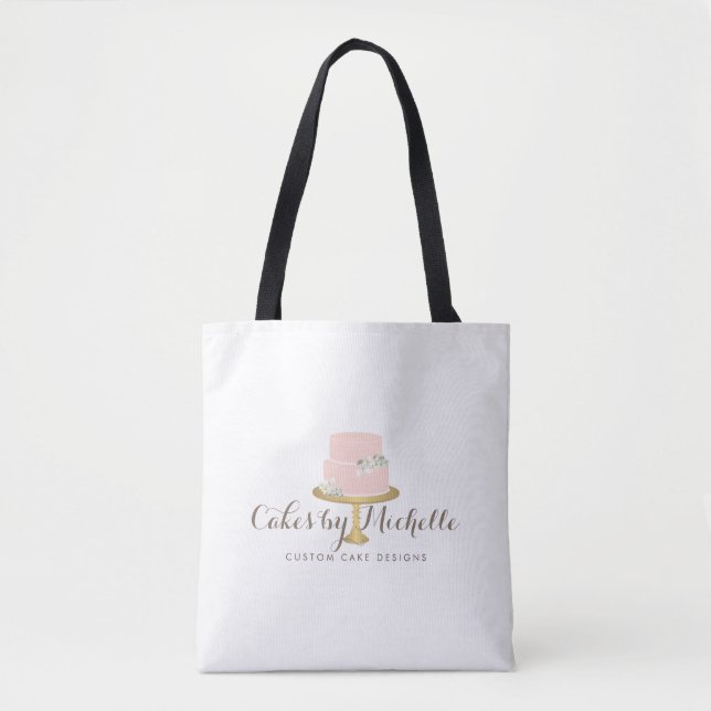 Bolso De Tela Elegante pastel rosa con panadería florística (Anverso)