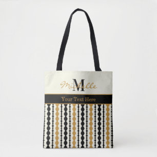 Bolso De Tela Elegante patrón art déco negro y dorado