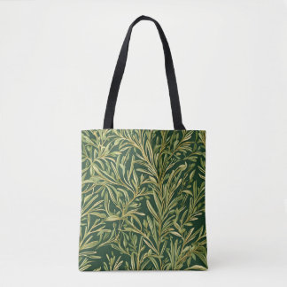 Bolso De Tela Elegante patrón botánico verde de follaje vintage