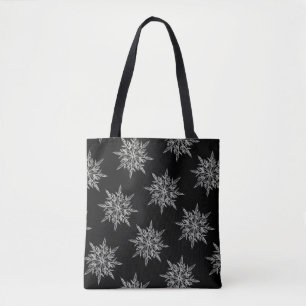 Bolso De Tela Elegante patrón de cristales de hielo en negro