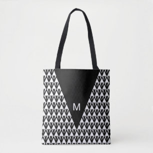 Bolso De Tela Elegante patrón de diamante en blanco y negro & mo