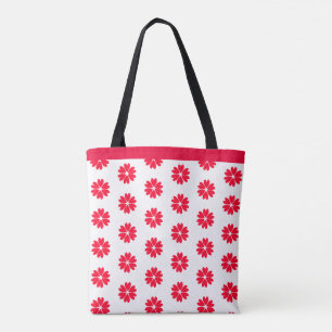 Bolso De Tela Elegante patrón de flor de corazón rojo sobre blan