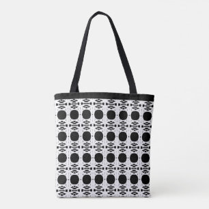 Bolso De Tela Elegante Patrón De Oval Blanco Y Negro