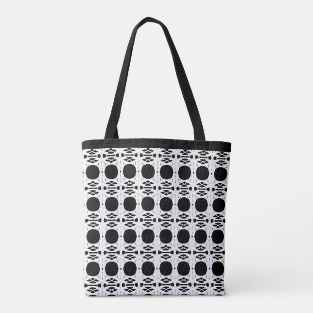 Bolso De Tela Elegante Patrón De Oval Blanco Y Negro (Reverso)