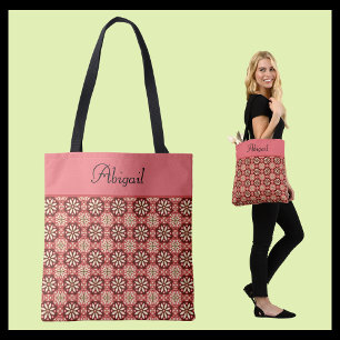 Bolso De Tela Elegante patrón floral vintage rosa