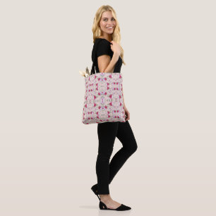Bolso De Tela Elegante patrón floral vintage rosa y burgundy
