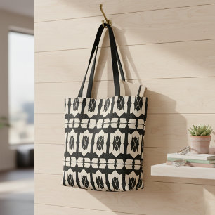 Bolso De Tela Elegante patrón geométrico moderno negro y beige