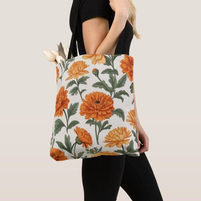 Bolso De Tela Elegante patrón Naranja Oro Otoño Marigolds (Detalle)