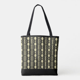 Bolso De Tela Elegante Patrón Negro y Beige Arena