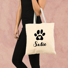 Bolso De Tela Elegante Paw Print con nombre de Mascota Personali