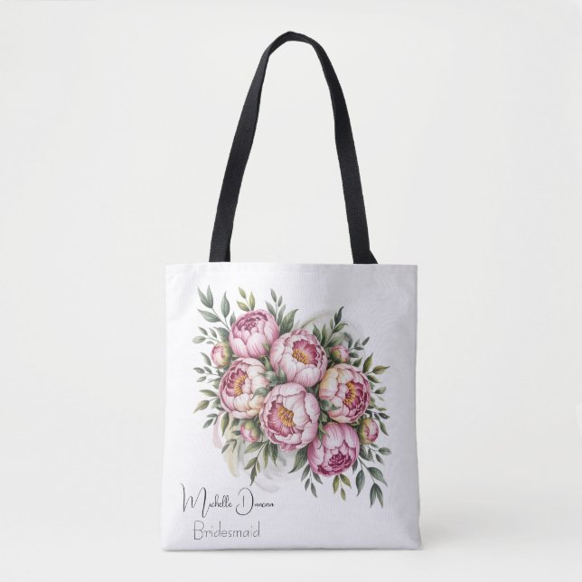 Bolso De Tela Elegante Peony Floral Bridesmaids Favor (Anverso)