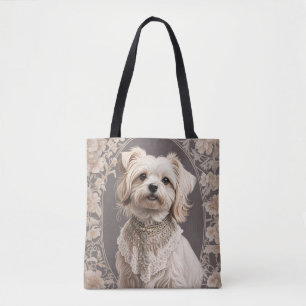 Bolso De Tela Elegante perro maltés William Morris inspirado