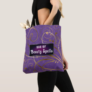 Bolso De Tela Elegante Personalizable Texto Flourish Damask