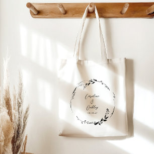 Bolso De Tela Elegante Personalizado Boda de floral blanca blanc