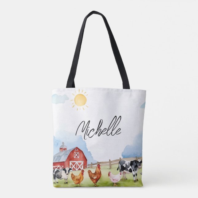 Bolso De Tela Elegante Personalizado de animales de granja Red B (Reverso)