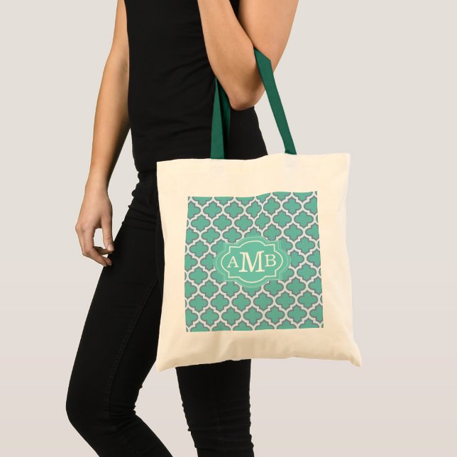 Bolso De Tela Elegante Personalizado Verde azulado del patrón de (Anverso (producto))