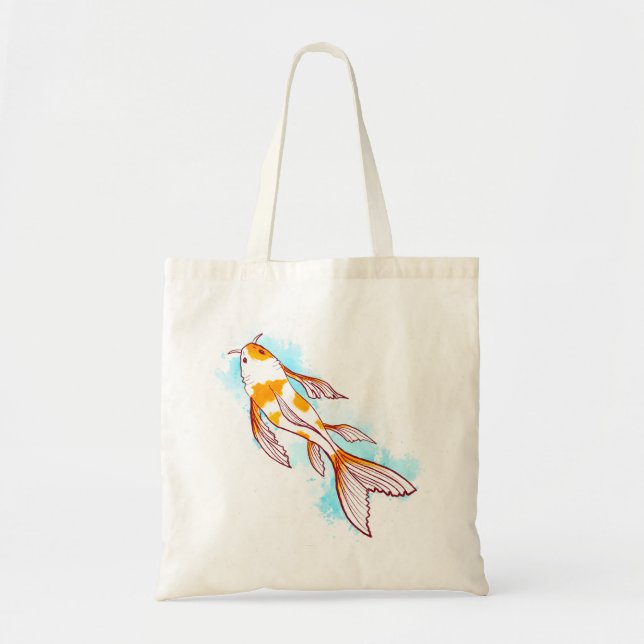 Bolso De Tela Elegante pintura de peces Koi (Frente)