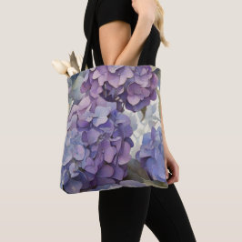 Bolso De Tela Elegante polvorienta hidrangeas de color azul viol