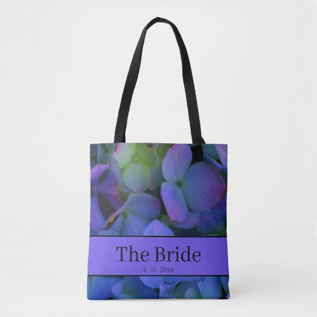 Bolso De Tela Elegante polvoriento azul violeta floral (Anverso)