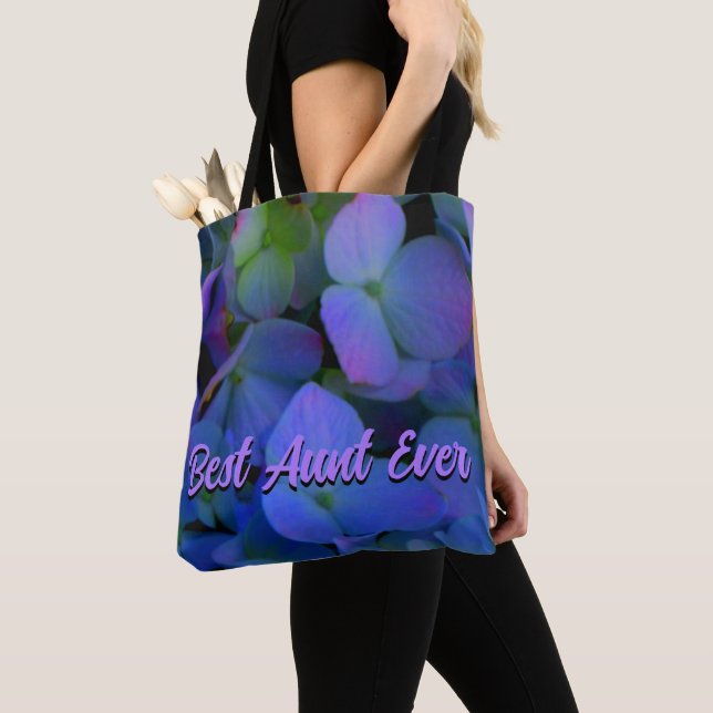 Bolso De Tela Elegante polvoriento azul violeta floral (Detalle)