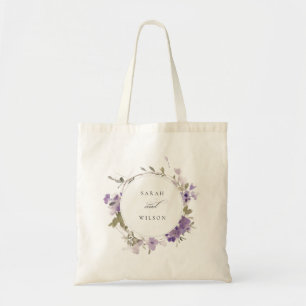 Bolso De Tela Elegante pradera rústica Lilac Floral Wreath Boda