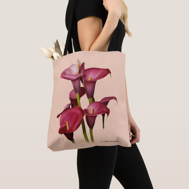 Bolso De Tela Elegante púrpura Calla Lilies (Detalle)