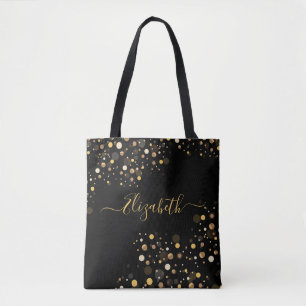 Bolso De Tela Elegante Purpurina de oro moderno con nombre perso
