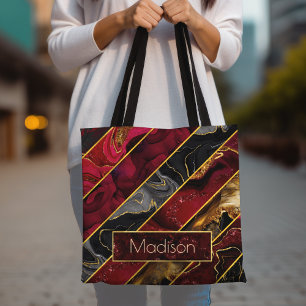 Bolso De Tela Elegante purpurina negro de oro rayado