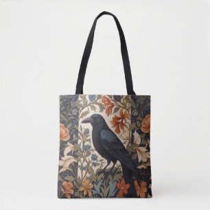 Bolso De Tela Elegante Raven Negro William Morris Inspirado Flor