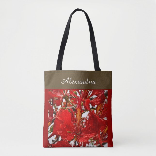 Bolso De Tela Elegante Red Floral Moderna Personalización (Anverso)