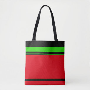 Bolso De Tela Elegante Red Green Black Stripe Específico