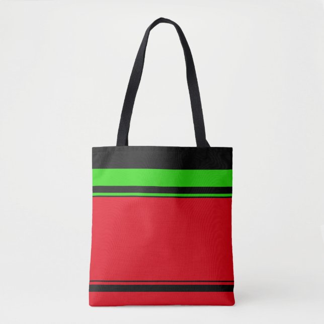 Bolso De Tela Elegante Red Green Black Stripe Específico (Anverso)