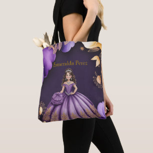 Bolso De Tela Elegante regalo de arte Chica de Quinceañera púrpu