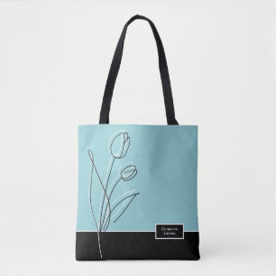 Bolso De Tela Elegante Resumen de líneas florales de arte person