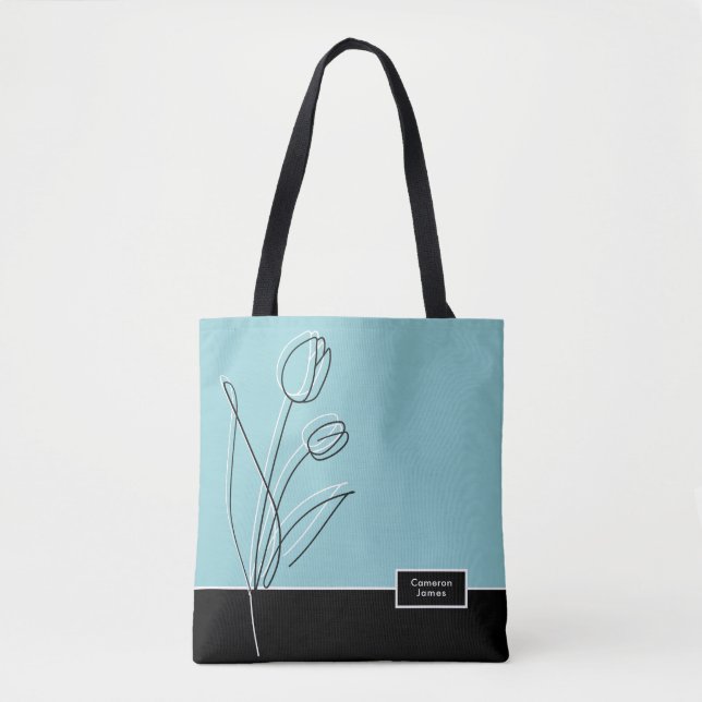 Bolso De Tela Elegante Resumen de líneas florales de arte person (Anverso)