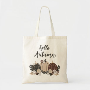 Bolso De Tela Elegante Retro Otoño Calabazas Negras-Flores