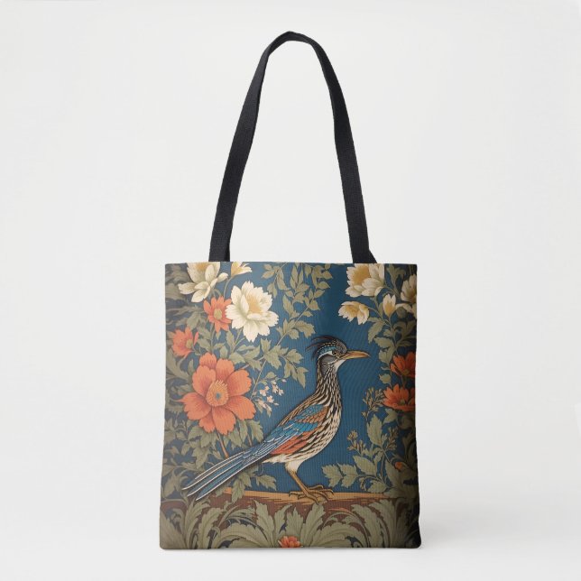 Bolso De Tela Elegante Roadrunner Bird William Morris Inspirado (Anverso)