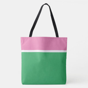 Bolso De Tela Elegante Rosa Bonito Blanco Rayas Sobre Verde Mari