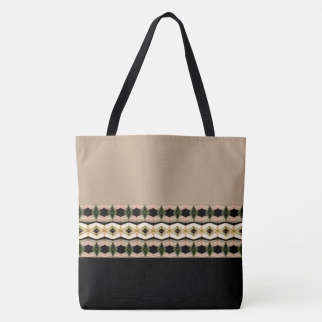 Bolso De Tela Elegante rosa con estampado negro (Anverso)