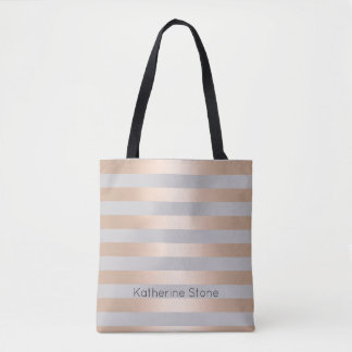 Bolso De Tela Elegante Rosa de Chick Gold y banda gris
