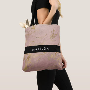 Bolso De Tela Elegante rosa de cobre moderno oro y mármol dorado