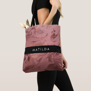 Bolso De Tela Elegante rosa de cobre moderno oro y mármol rojo