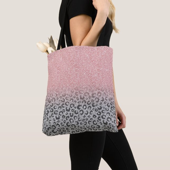 Bolso De Tela Elegante Rosa dorado Purpurina Leopardo Imprimir (Detalle)