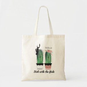 Bolso De Tela Elegante Rosa floral Purpurina de oro Cacti Brides