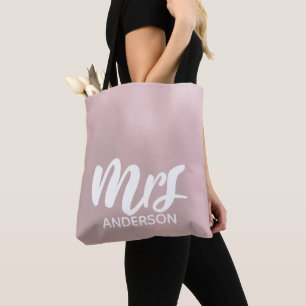 Bolso De Tela Elegante Rosa Gold Mrs Surname