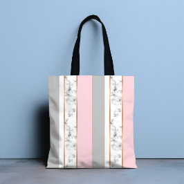 Bolso De Tela Elegante rosa gris de mármol blanco
