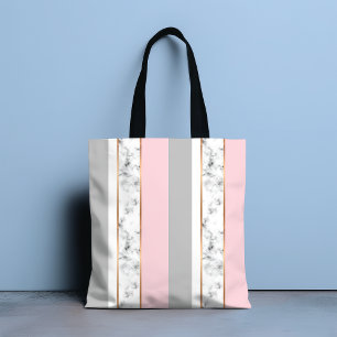 Bolso De Tela Elegante rosa gris de mármol blanco